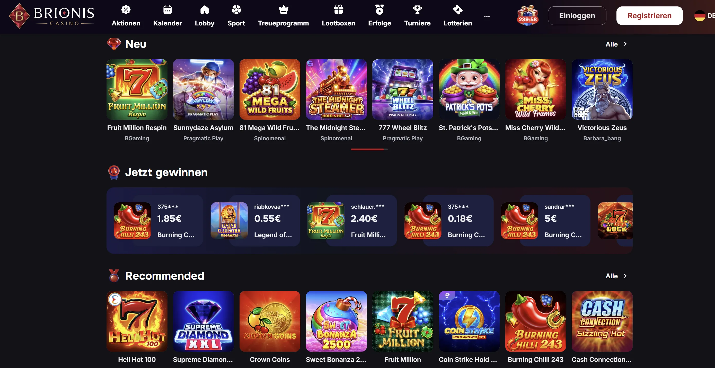 Brionis Casino Bonus